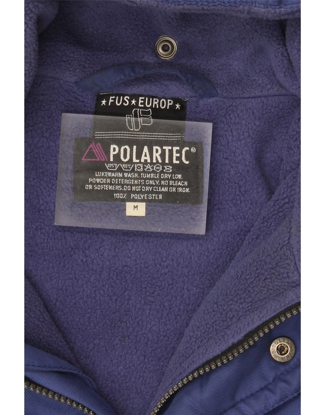 Jaqueta corta-vento masculina Polartec de grandes dimensões UK 38 poliéster azul médio