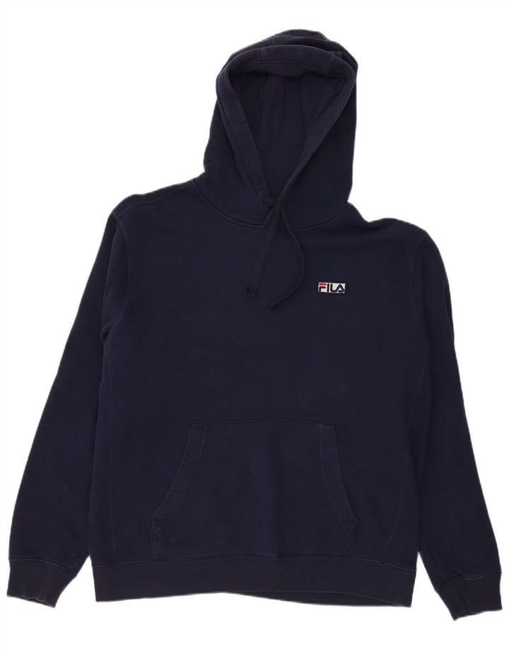 Fila moletom com capuz masculino grande algodão azul marinho