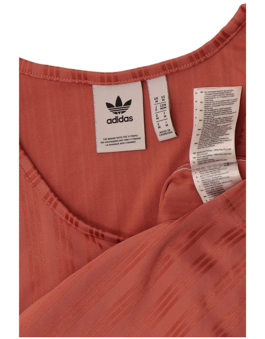 Adidas Mens Colete Top Médio Laranja Listrado Poliéster