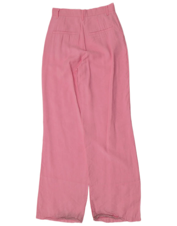 Zara Calça Chino Feminina Cintura Alta Perna Larga XS W24 L34 Rosa Modal