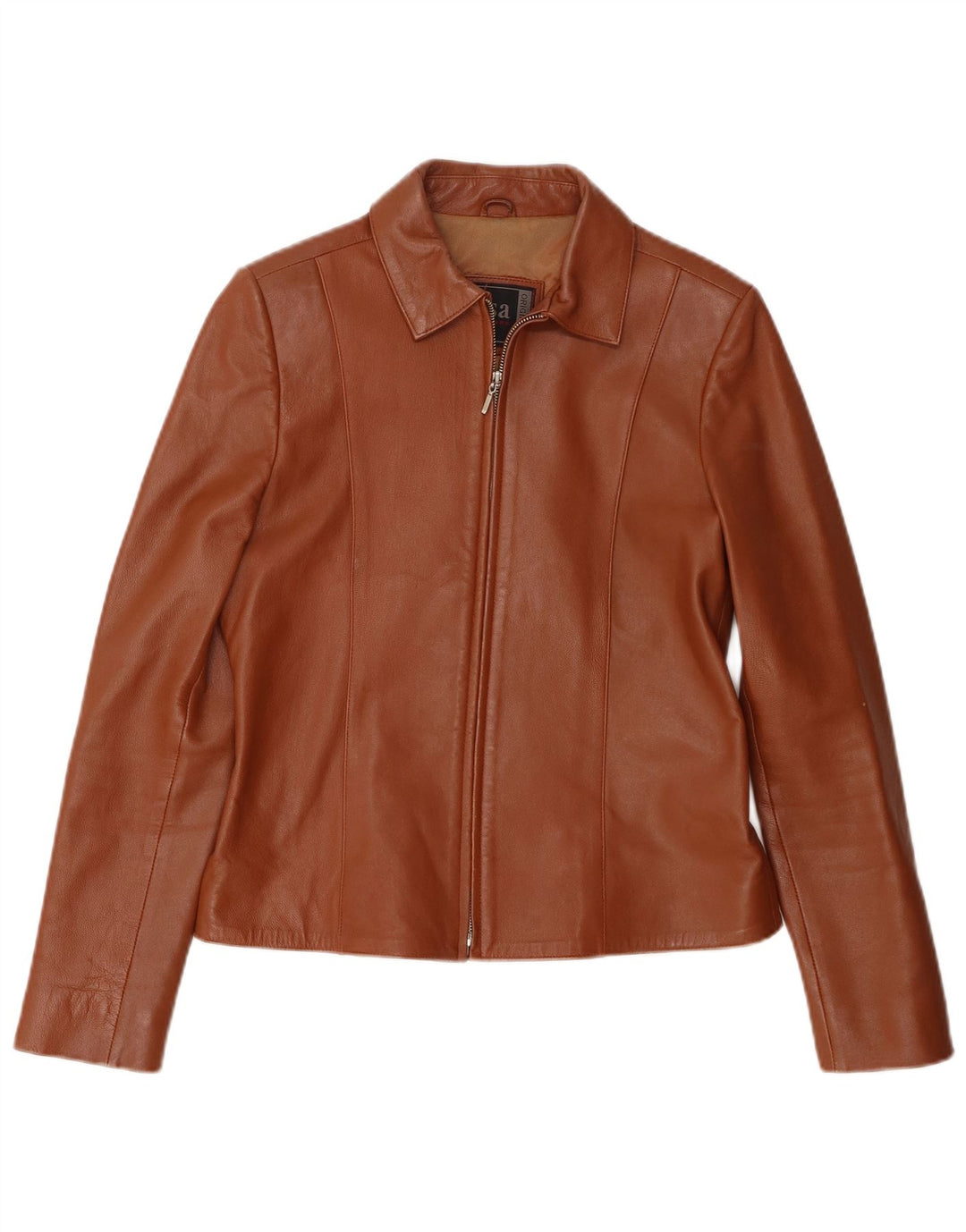 Jaqueta de couro feminina vintage UK 12 marrom médio