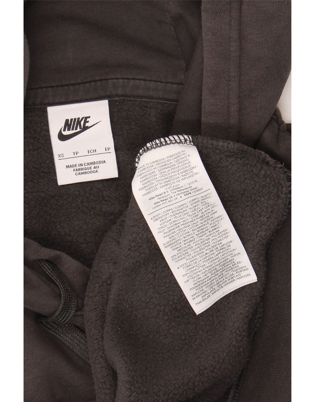 NIKE Mens Graphic Hoodie Jumper XS Grey Cotton Vintage Nike and Second-Hand Nike from Messina Hembry 