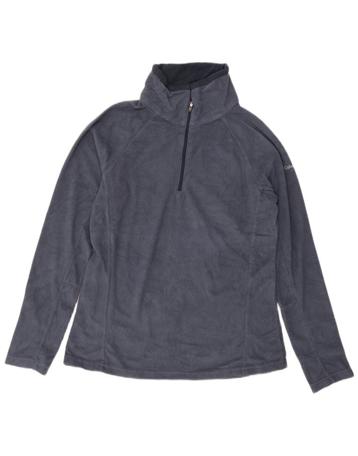 Suéter de lã Columbia masculino com zíper e gola grande azul marinho poliéster