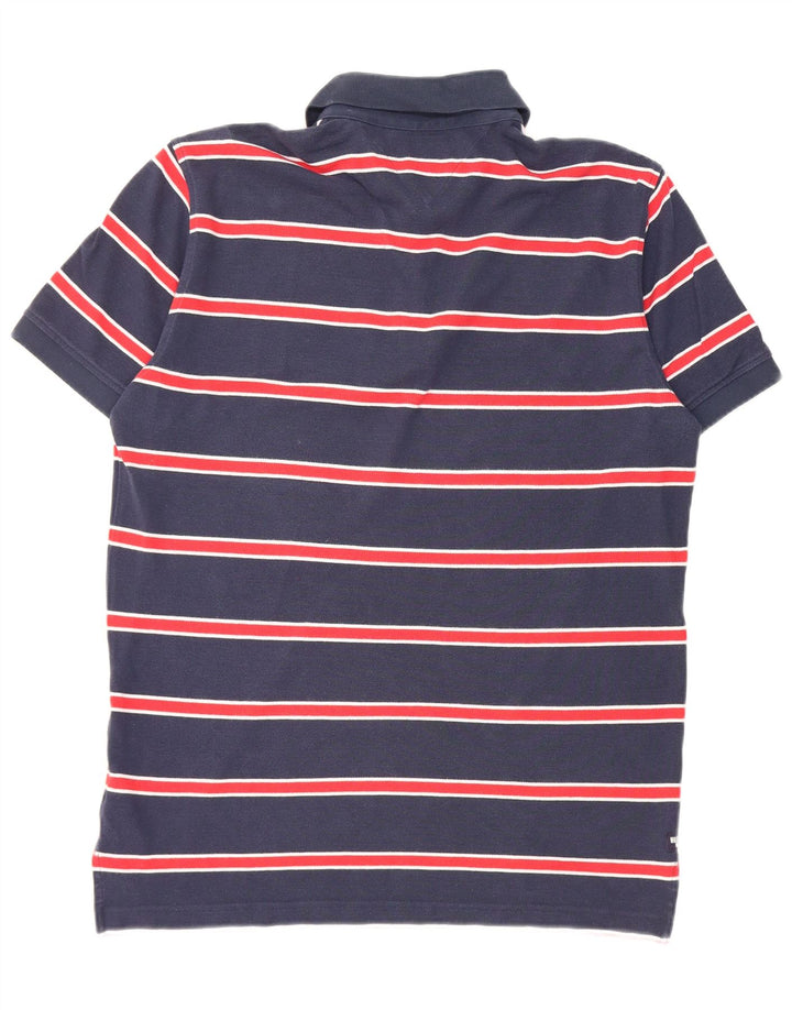 Camisa polo masculina de manga curta Tommy Hilfiger média listrada azul marinho