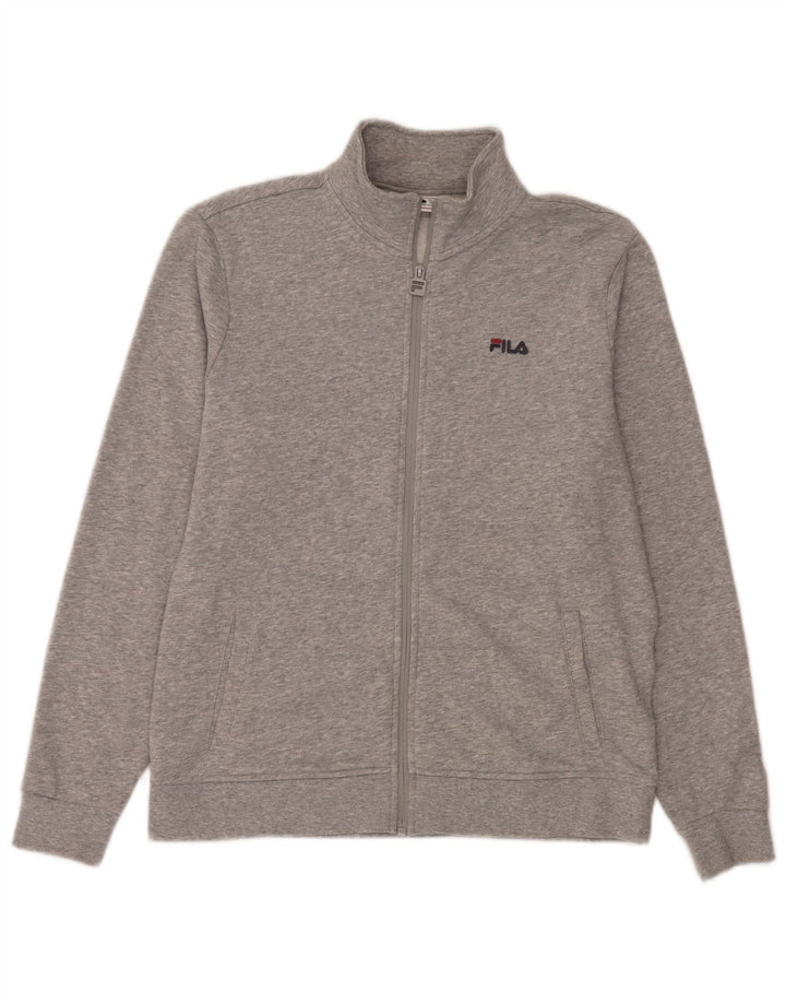 Fila Womens Tracksuit Top Jacket UK 14 Médio Algodão Cinza