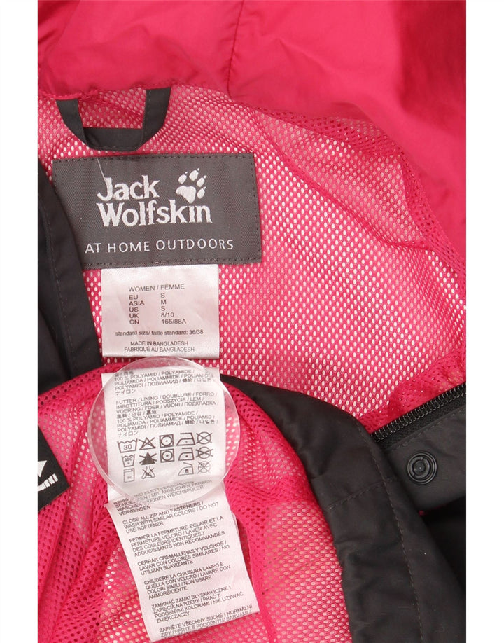 Jaqueta de chuva feminina com capuz Jack Wolfskin Reino Unido 8/10 pequena cinza poliamida