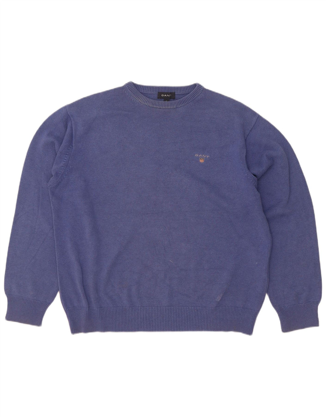 Suéter masculino Gant com gola redonda e algodão azul médio