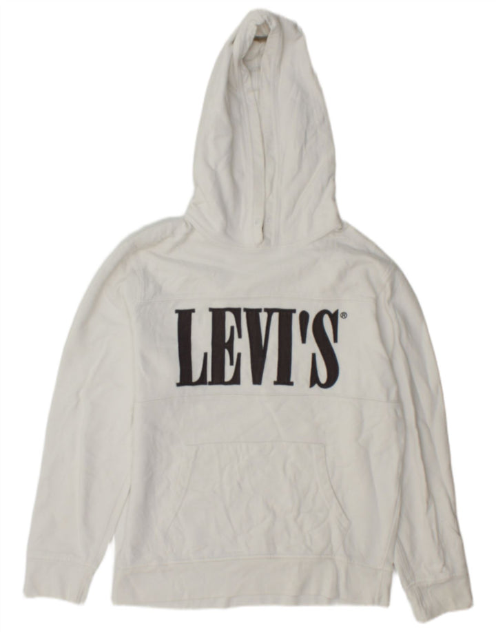 Suéter com capuz gráfico masculino Levi's pequeno algodão branco
