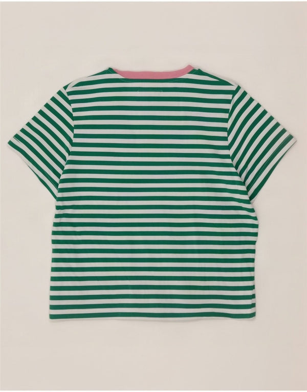 Camiseta feminina Jack Wills UK 12 algodão listrado verde médio