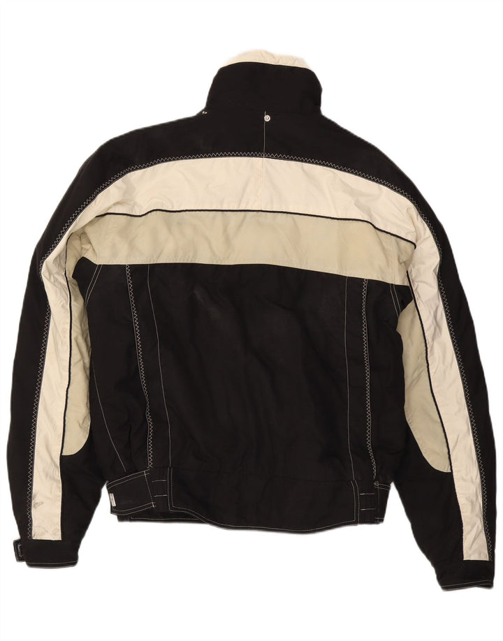 Jaqueta de esqui masculina vintage IT 48 poliéster colorblock preto médio