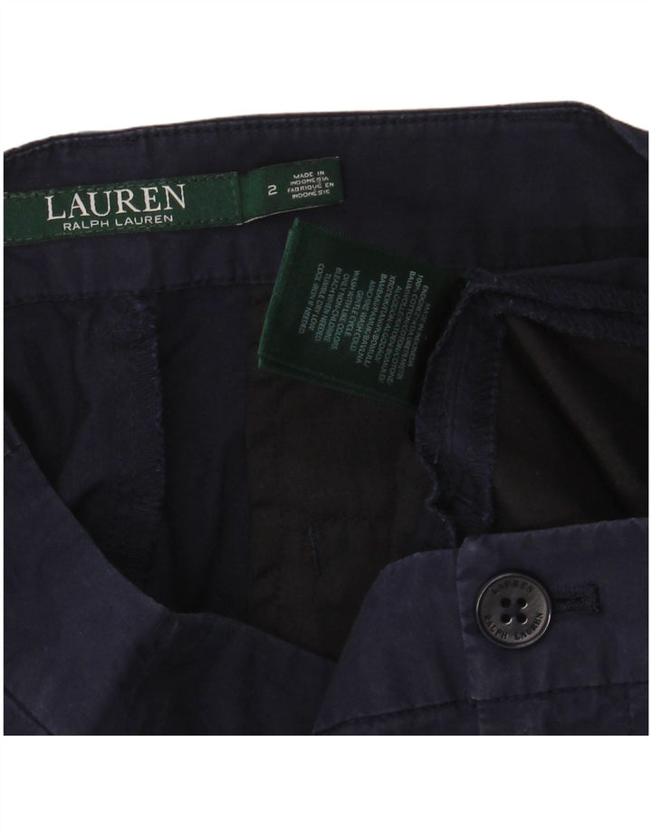 Calça feminina RALPH LAUREN com pernas largas EUA 2 XS W28 L24 Azul marinho