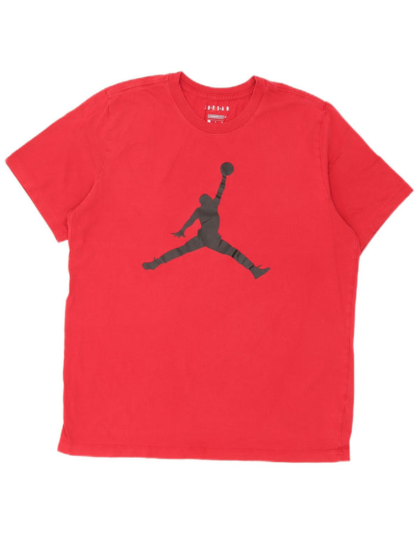 Camiseta masculina Jordan de ajuste padrão com estampa gráfica grande de algodão vermelho