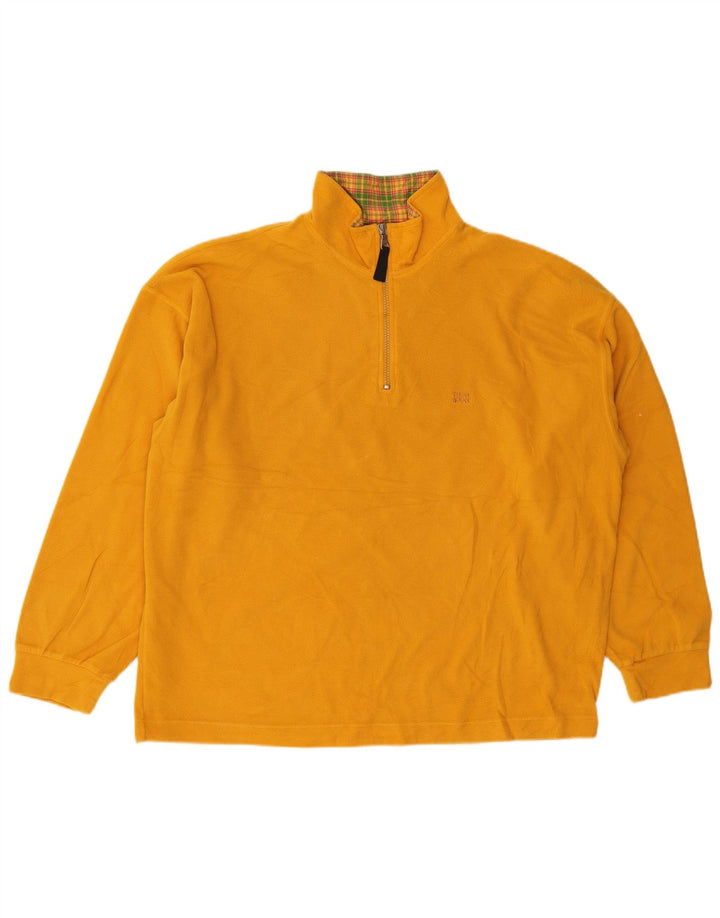 Suéter de lã masculino Think Pink com zíper e gola grande amarelo