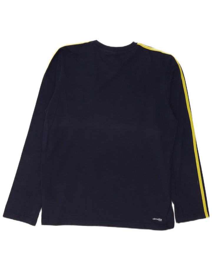 Adidas Mens Climalite Graphic Top Manga Longa Médio Algodão Azul Marinho
