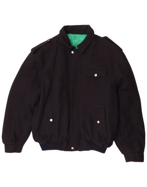 Jaqueta bomber militar masculina vintage UK 40 grande azul marinho
