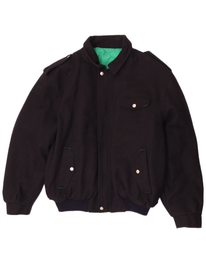 Jaqueta bomber militar masculina vintage UK 40 grande azul marinho