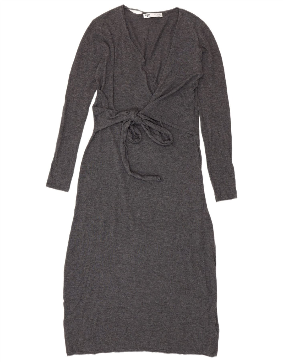Vestido jumper feminino Zara de manga comprida Reino Unido 10 pequeno poliéster cinza