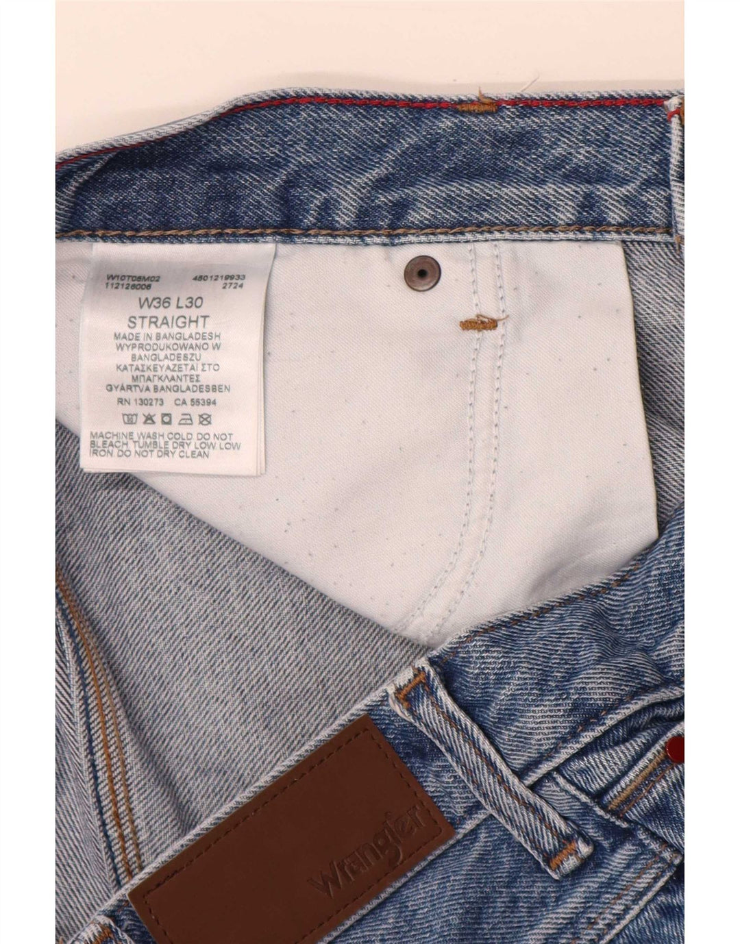 Wrangler Mens Straight Jeans W36 L30 Azul Algodão