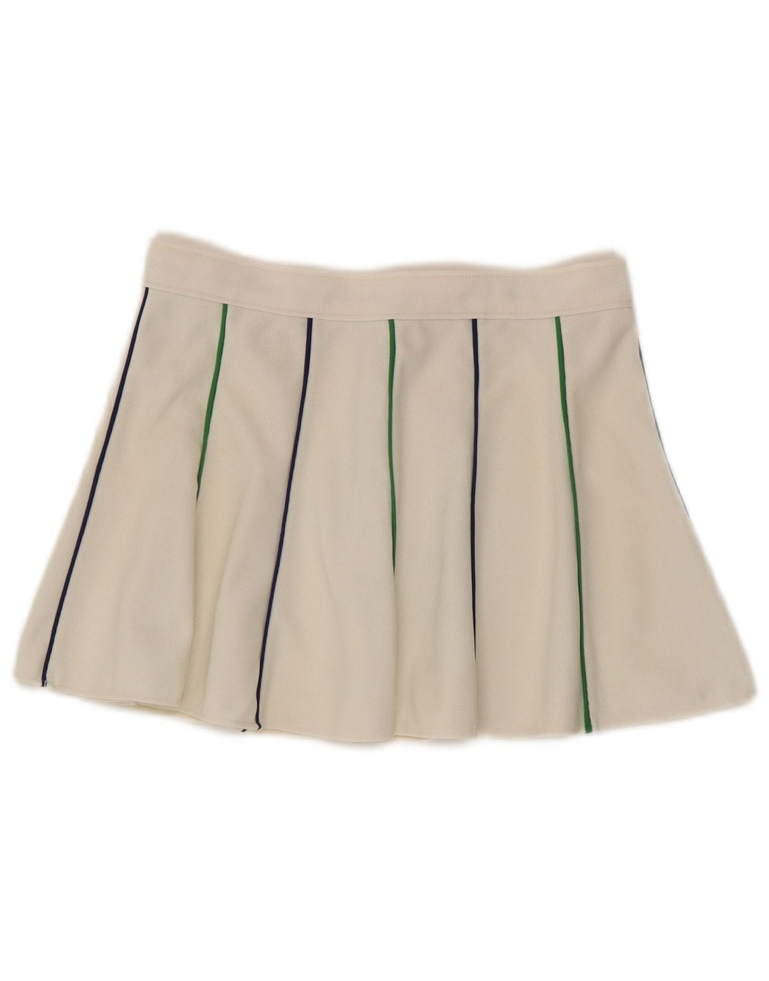 Saia de tênis feminina vintage UK 12 listrada branca média