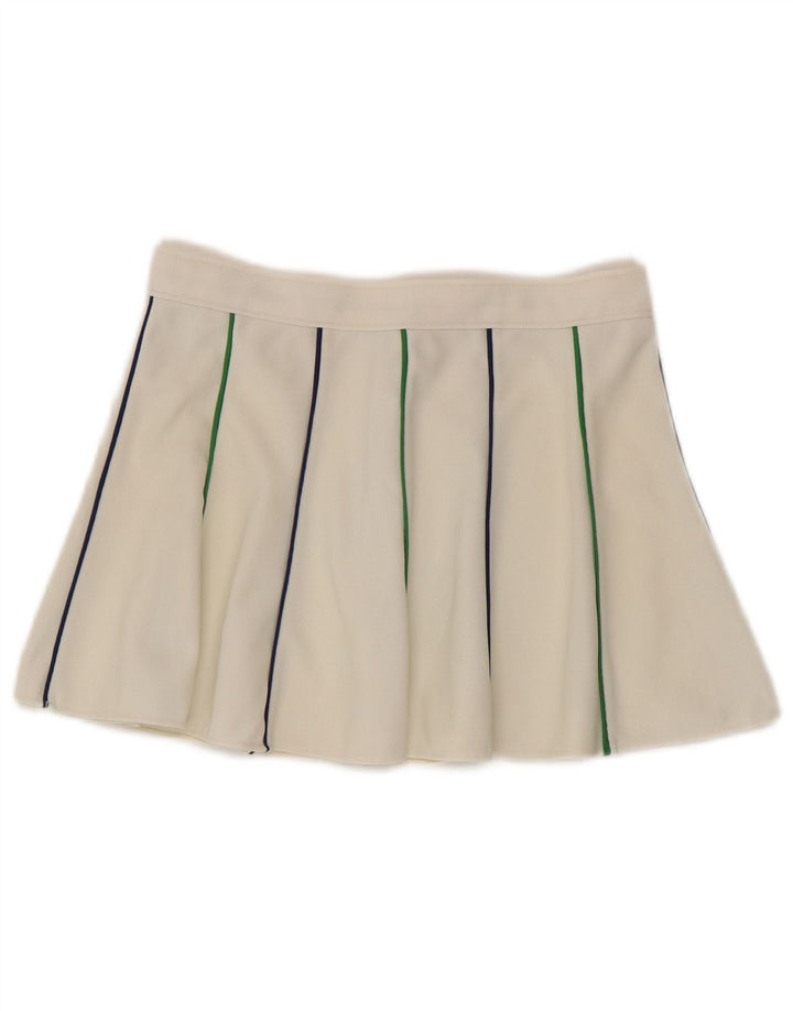 Saia de tênis feminina vintage UK 12 listrada branca média