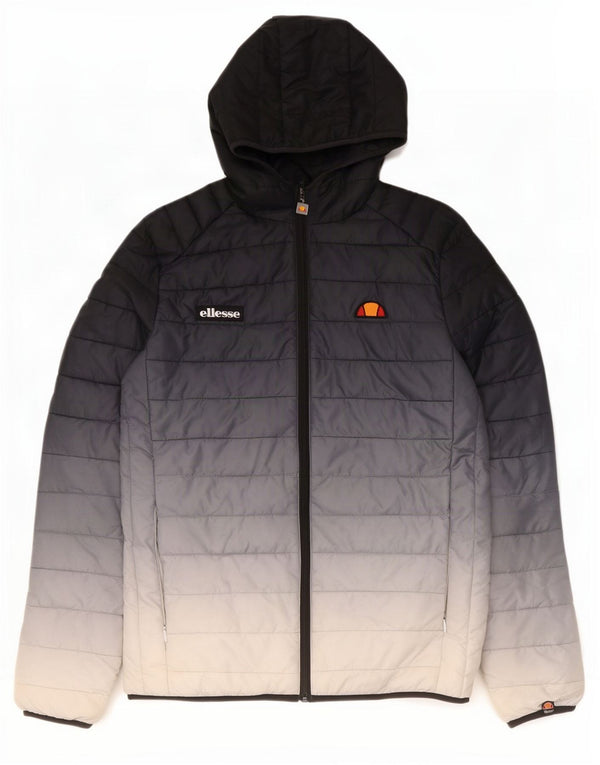 Jaqueta feminina acolchoada com capuz Ellesse UK 14 médio azul marinho colorblock