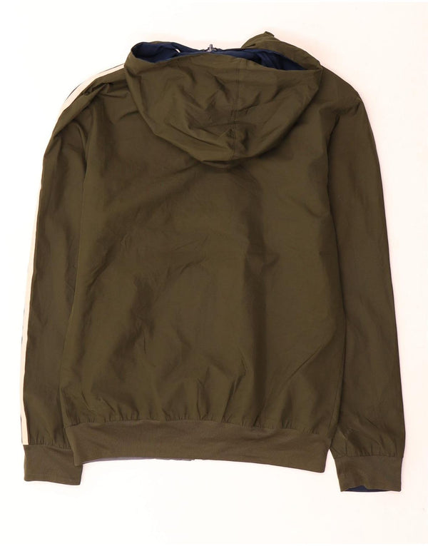 Adidas Mens Hooded Reversible Tracksuit Top Jacket XS Khaki Colourblock
