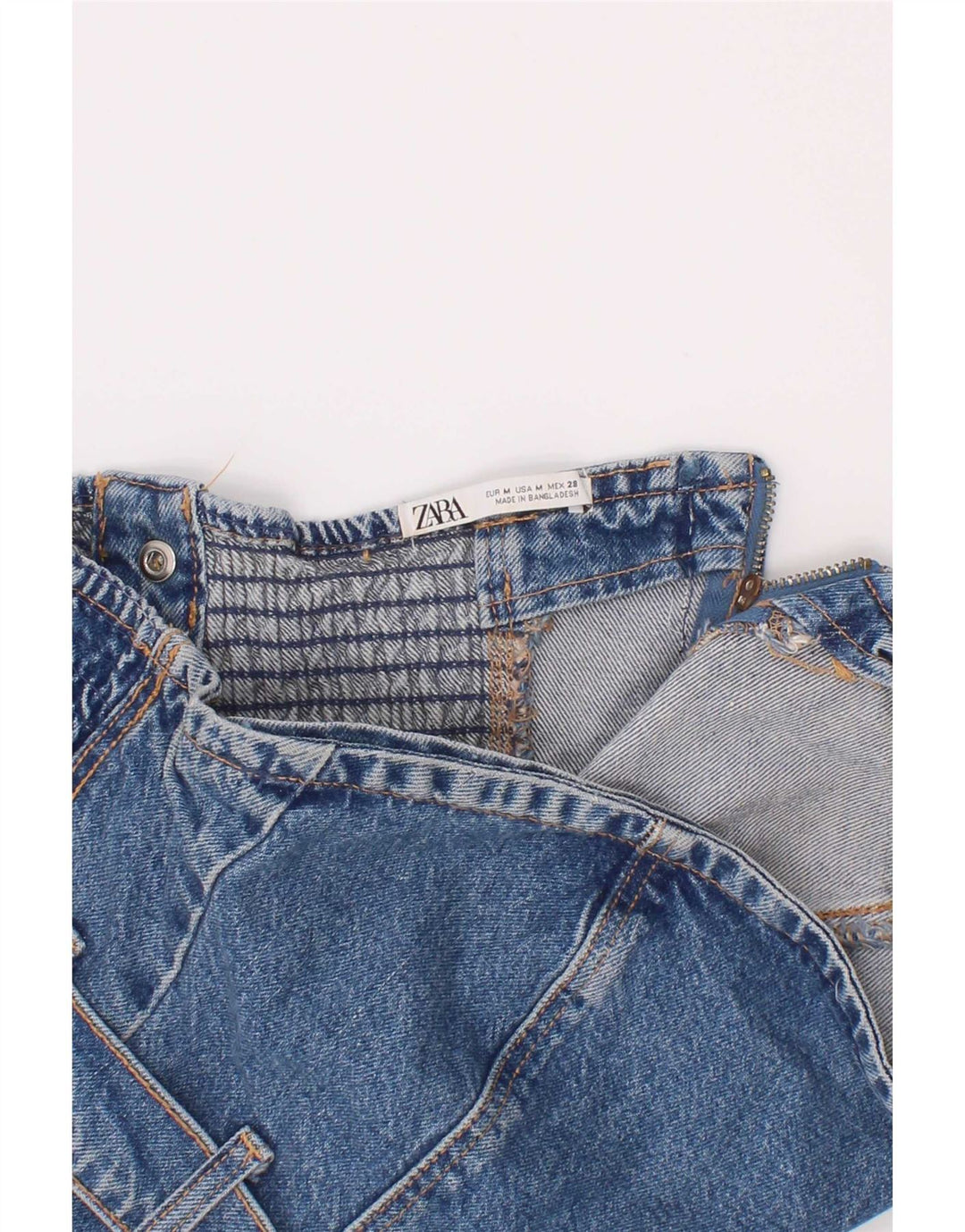 Zara Womens Crop Denim Strapless Top Reino Unido 12 Azul Médio