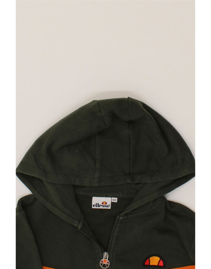 ELLESSE Boys Zip Hoodie Sweater 11-12 Years Green Colourblock Cotton Vintage Ellesse and Second-Hand Ellesse from Messina Hembry 