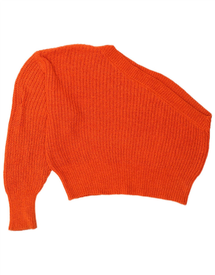 Zara Suéter feminino oversized com um ombro e um ombro Reino Unido 10 pequeno laranja