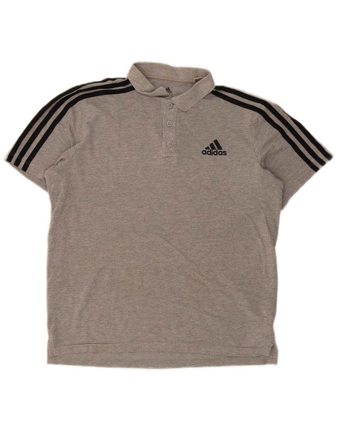 Camisa polo masculina Adidas pequena algodão manchado cinza