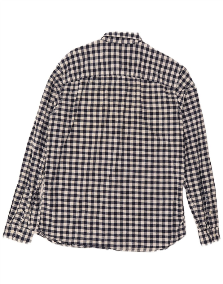 Camisa masculina Jack & Jones média azul marinho algodão guingão