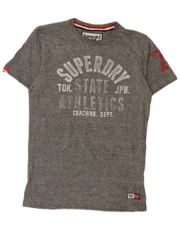 Superdry camiseta masculina gráfica top pequeno cinza manchado algodão esportivo