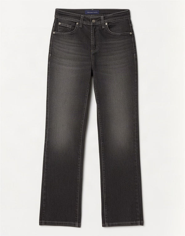 Jeans retos femininos Trussardi W28 L30 algodão cinza