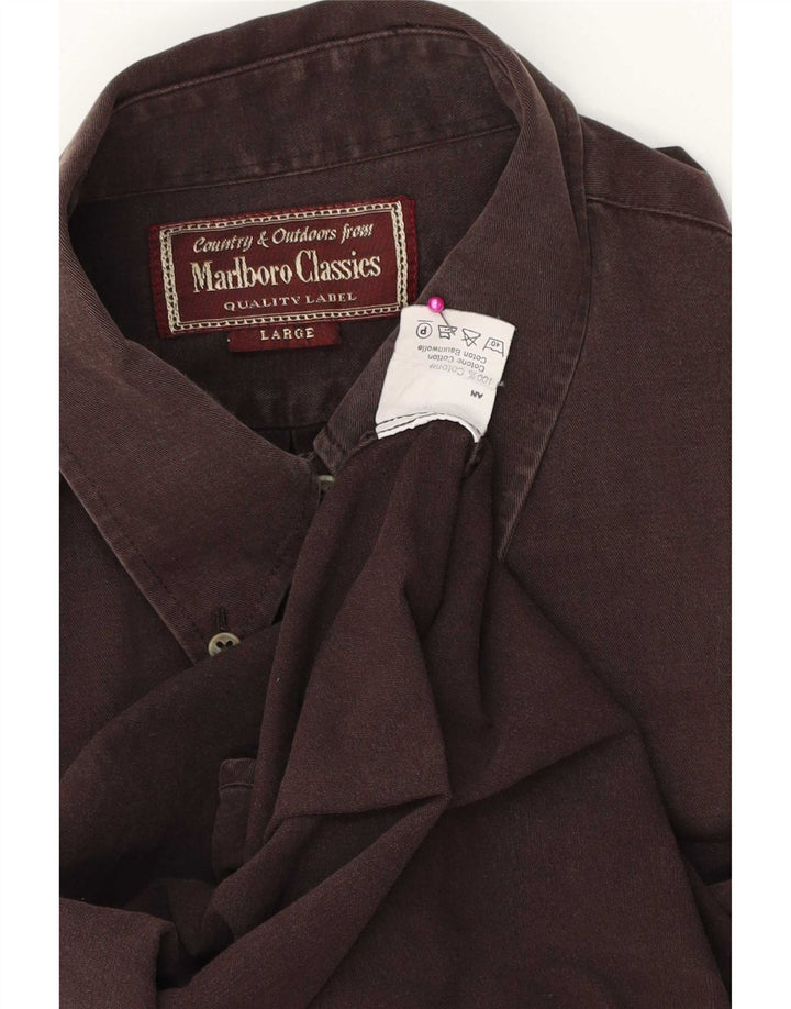 Camisa masculina Marlboro Classics grande algodão marrom