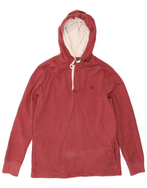 Crew Clothing Mens Zip Neck Hoodie Jumper Médio Algodão Borgonha
