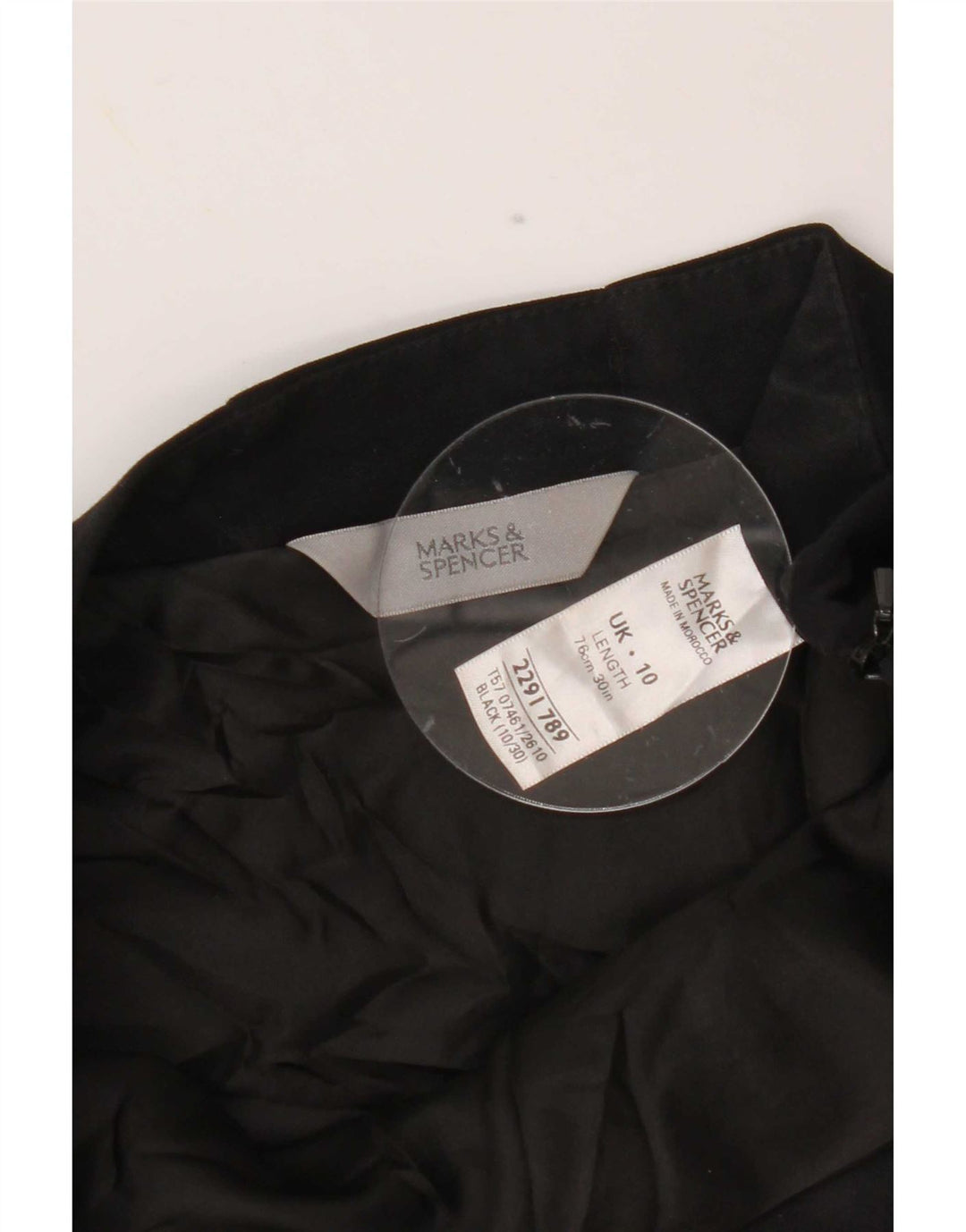 Saia sereia feminina Marks & Spencer Reino Unido 10 pequena W30 poliéster preto