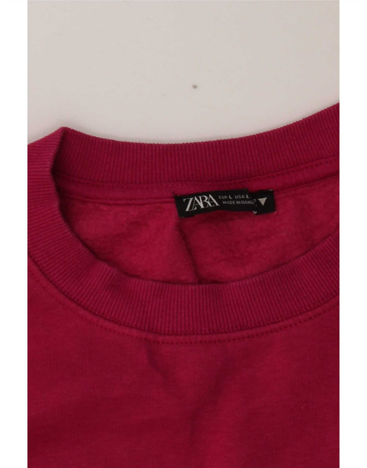 Zara Mulher Moletom Cropped UK 16 Grande Rosa