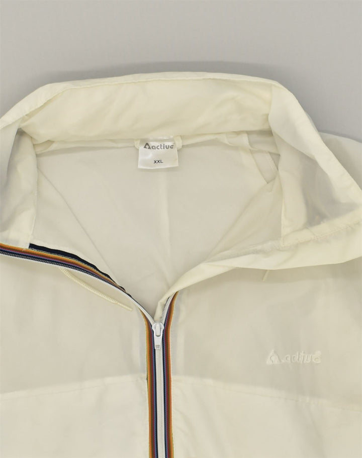 ACTIVE Womens Hooded Rain Jacket UK 20 2XL White Nylon | Vintage Active | Thrift | Second-Hand Active | Used Clothing | Messina Hembry 