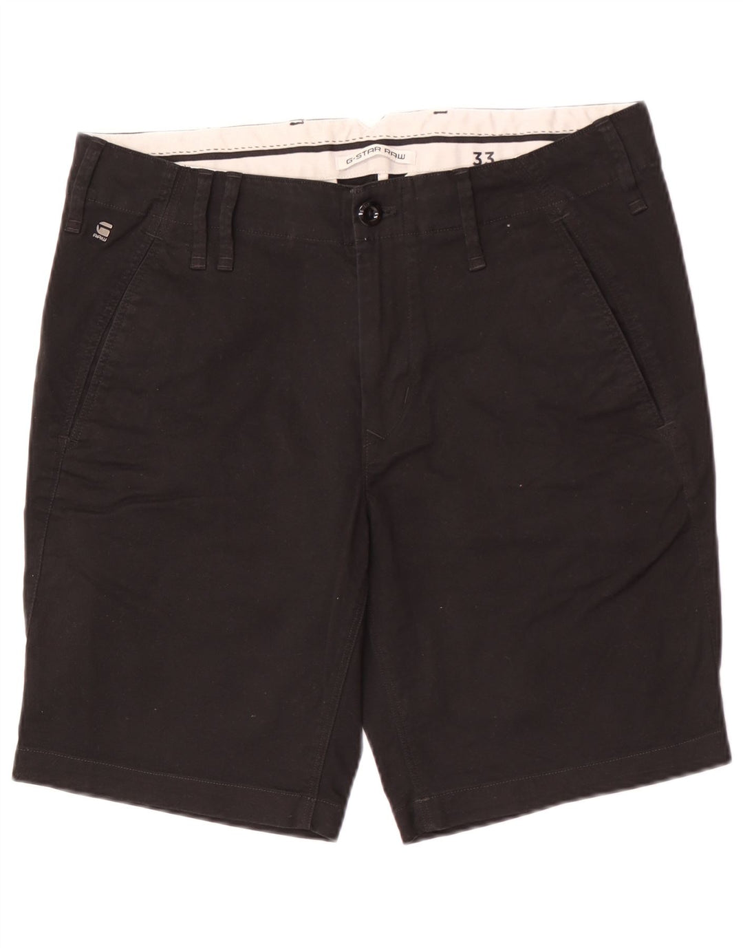 G-Star Mens Chino Shorts W33 Médio Algodão Preto