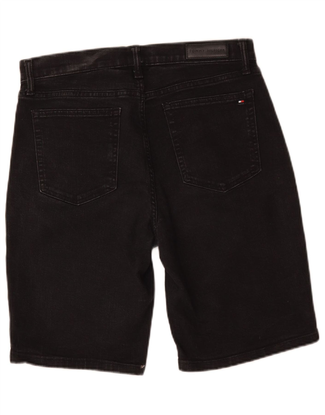 Bermuda feminina Tommy Hilfiger Slim Denim Shorts W29 médio preto algodão