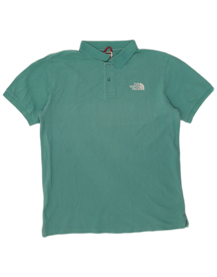 Camisa polo masculina The North Face algodão turquesa médio