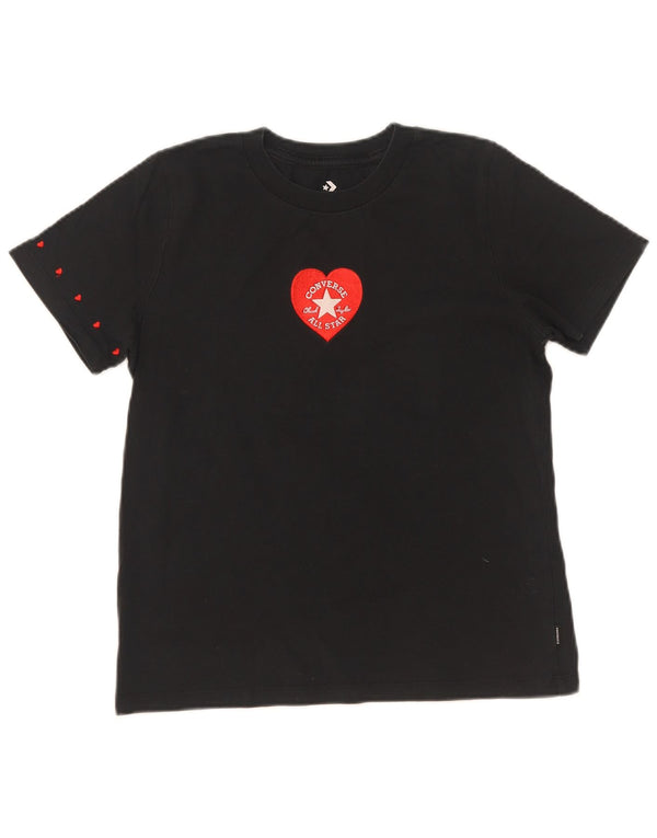 Camiseta feminina Converse com estampa gráfica UK 10 pequena algodão preto