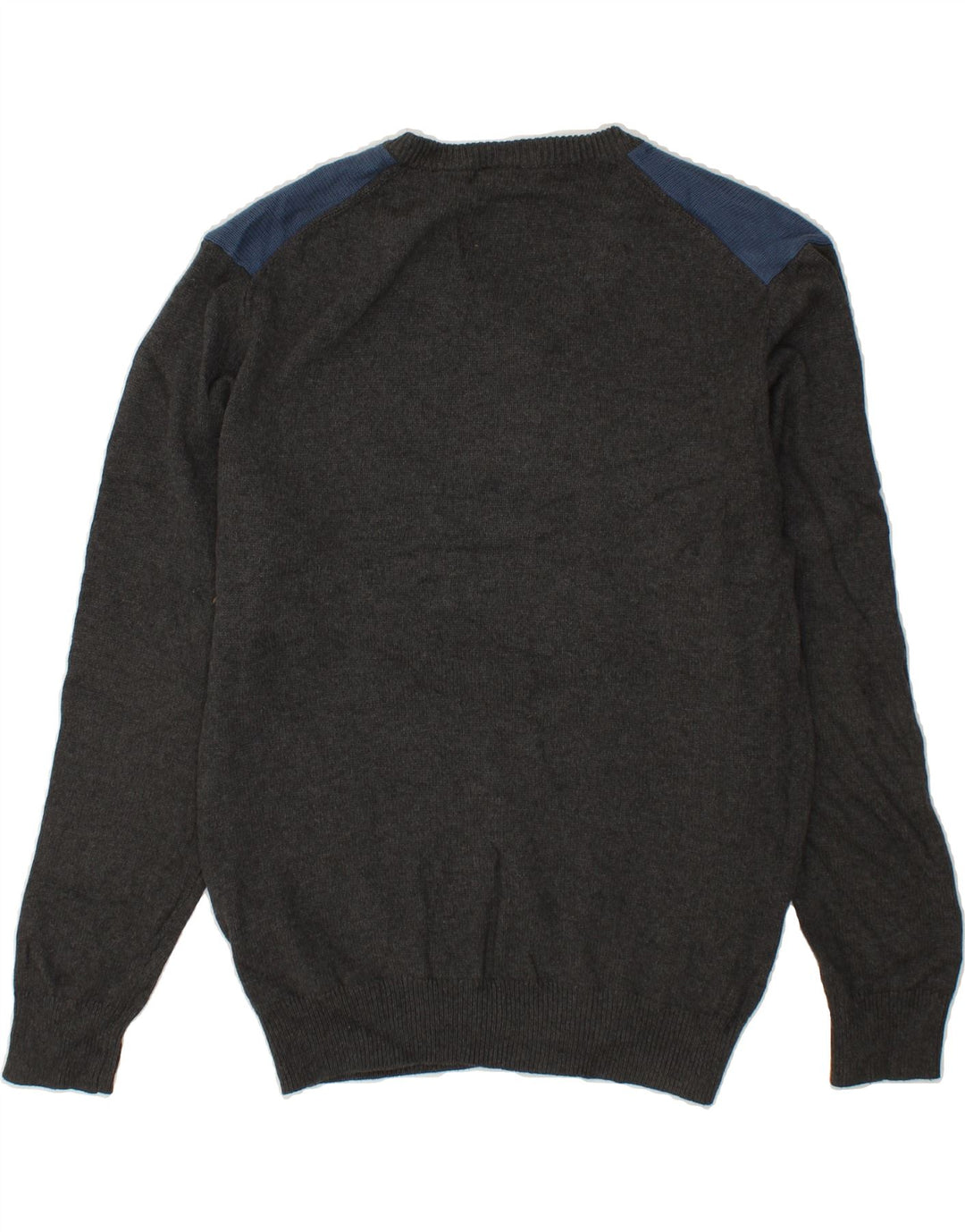 DKNY Mens V-Neck Jumper Sweater XL Grey Colourblock Cotton Vintage Dkny and Second-Hand Dkny from Messina Hembry 