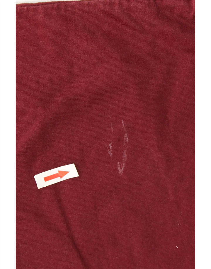 Reebok Mens T-Shirt Top Grande Algodão Borgonha