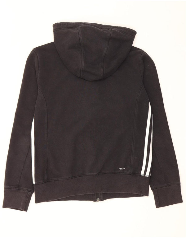 Adidas Womens Climalite Zip Hoodie Sweater UK 8/10 Pequeno Algodão Preto