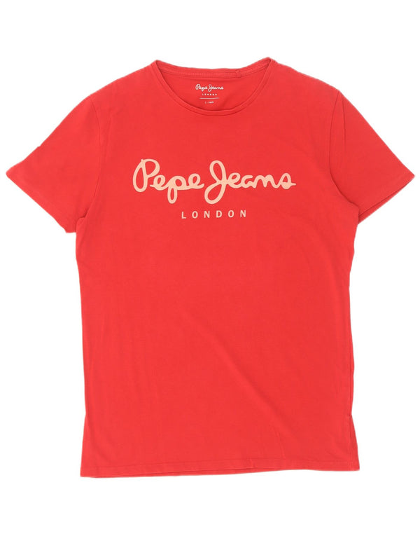 Camiseta masculina PEPE Jeans Slim Fit com estampa gráfica grande vermelha
