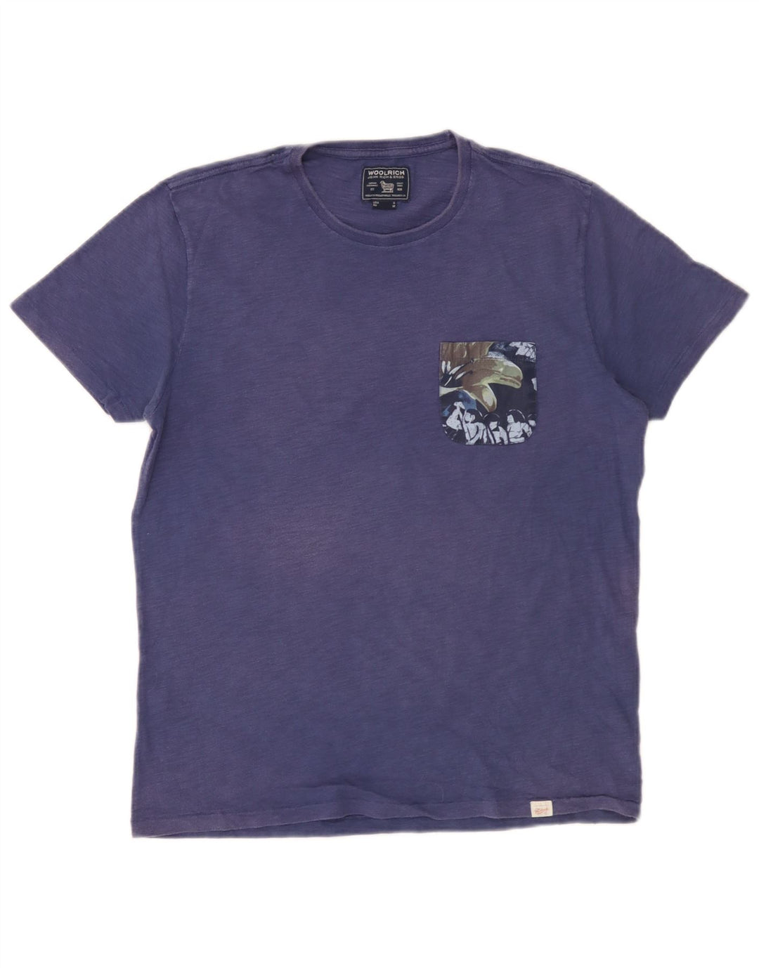 Camiseta masculina Woolrich Top de algodão azul médio