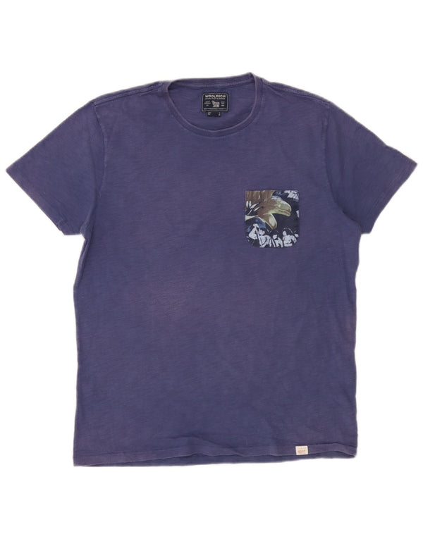 Camiseta masculina Woolrich Top de algodão azul médio
