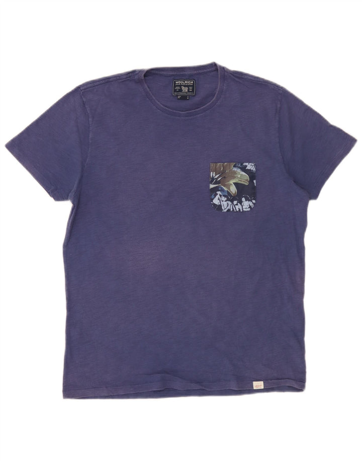 Camiseta masculina Woolrich Top de algodão azul médio