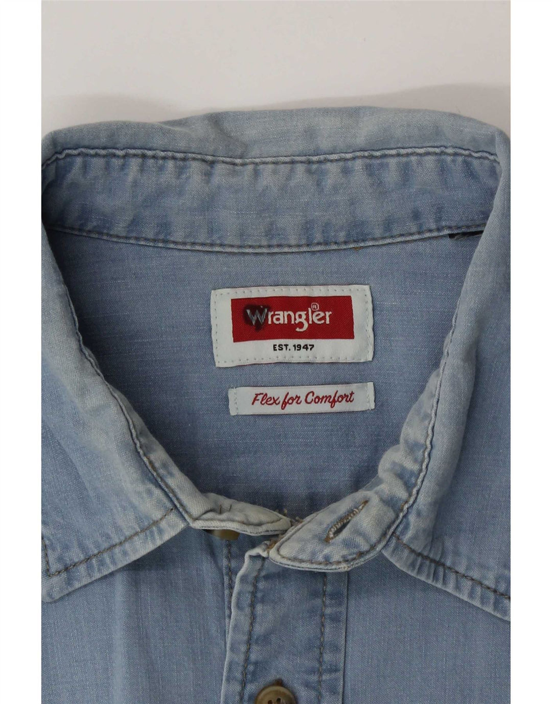 Wrangler Camisa jeans masculina grande azul